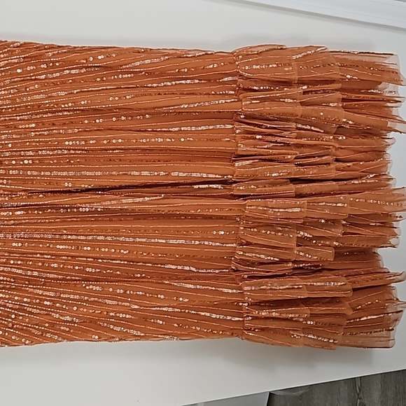 Mac DuggalSequined Wrap Over Cap Sleeve Ruffle Hem Dress - Picture 9 of 10